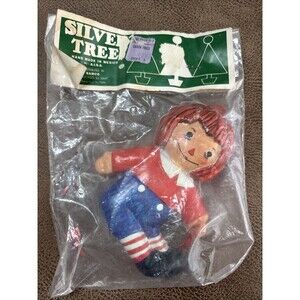 Raggedy Andy Plastic Molded Christmas Ornament CRACKED SOLD AS- IS